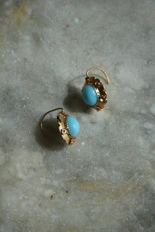 VICTORIAN TURQUOISE DROP EARRINGS 14k