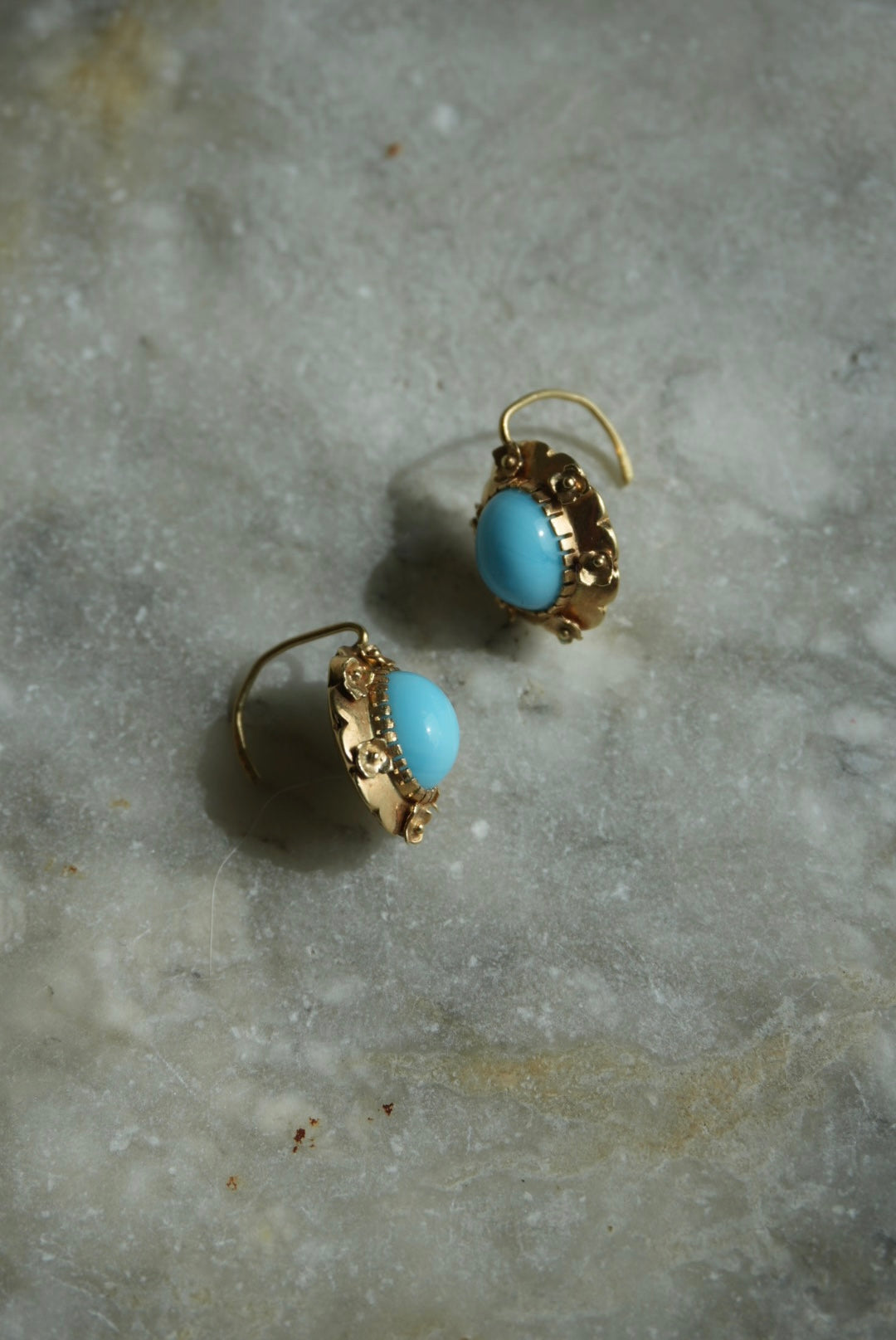VICTORIAN TURQUOISE DROP EARRINGS 14k