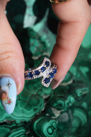 SAPPHIRE BYPASS RING SZ 9