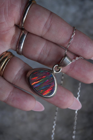 She’s A Rainbow - Sterling Set Opal Necklace