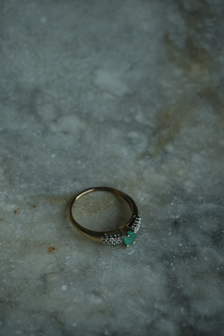 14K EMERALD & DIAMOND RING