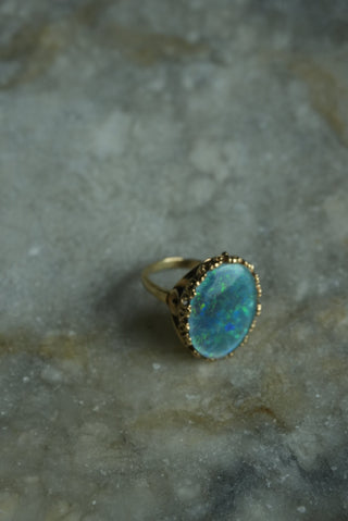 14K BLUE OPAL RING
