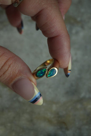 14K OPAL DROP RING