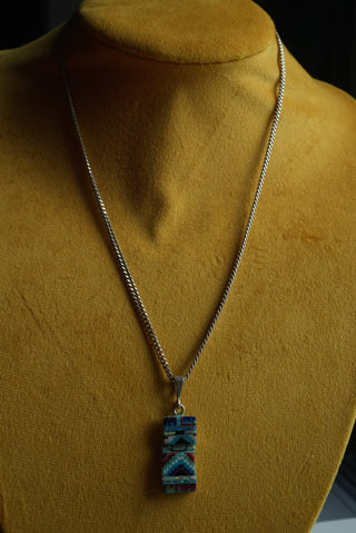 Totem Pole - Gemstone Inlay Sterling Necklace