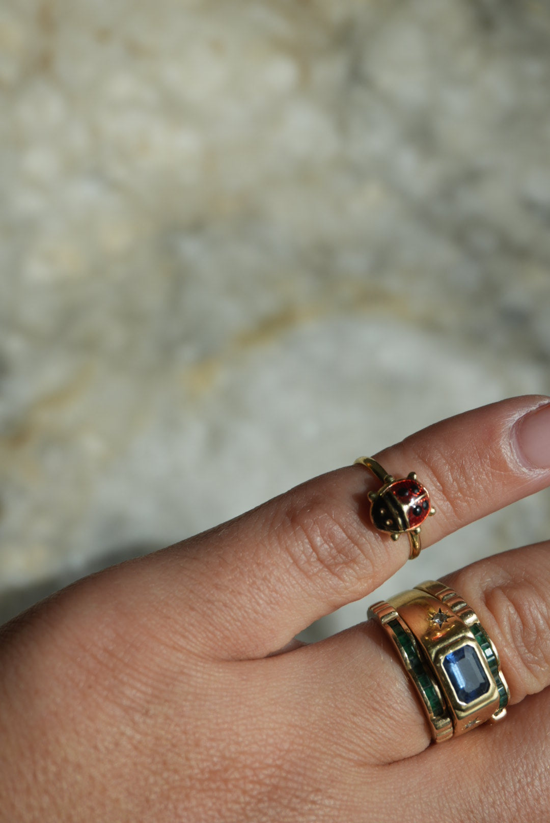 14k GOLD LADY BUG RING