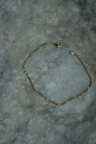 14k Triple Heart Anklet