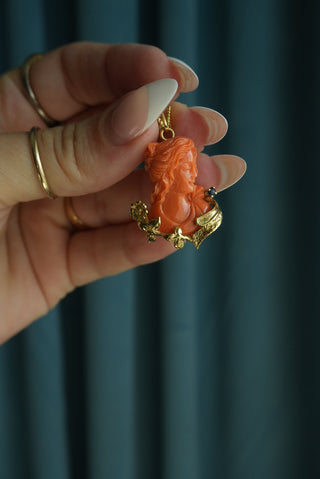 14K ANGEL SKIN CORAL PENDANT