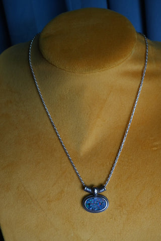 Patchwork Quilt - Sterling Opal Chip Necklace