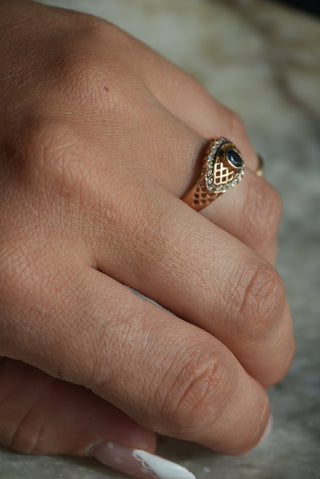 14K SAPPHIRE GOLD LACE RING