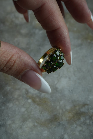 Cluster Cutie - Vermeil and Chrysoprase Ring Size 9
