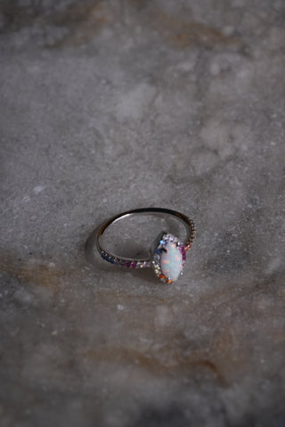 Zelda Sweetie - Sterling Rainbow Ring Size 8