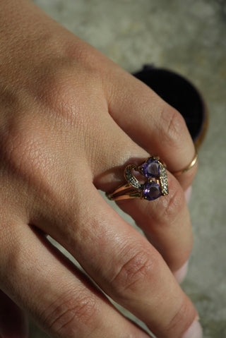 10k Amethyst Twin Hearts Ring