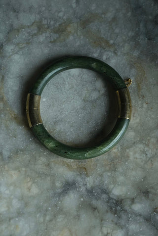 LIFE SAVER - JADE BANGLE WITH GOLD FILL HINGE