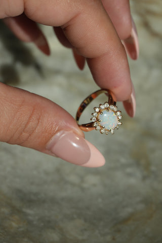 14K OPAL & DIAMOND RING
