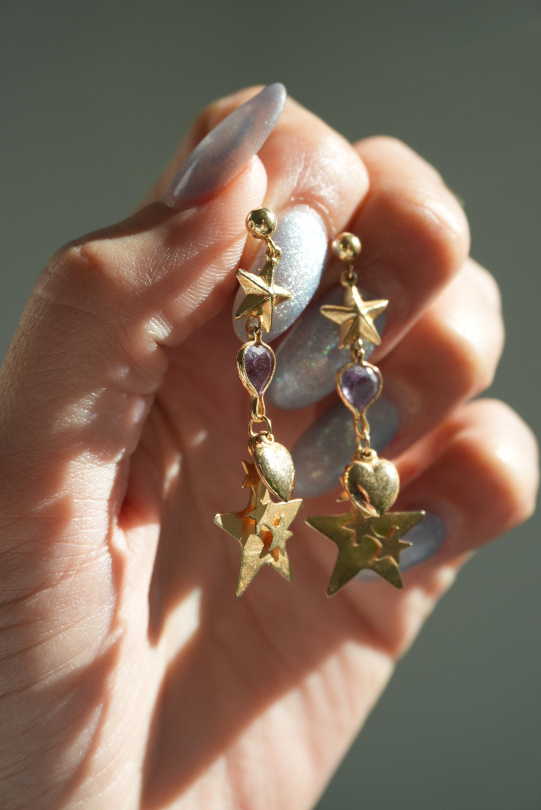 14K STAR DROP EARRING