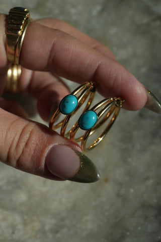 14k Turquoise Hoops
