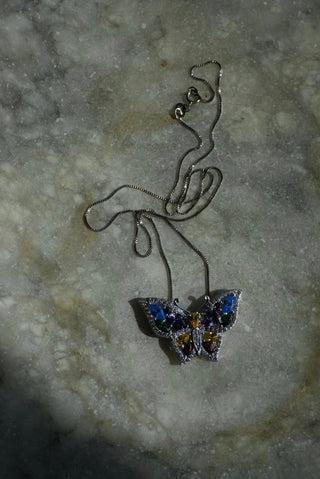 Flutter By - Sterling Gemstone Butterfly Necklace