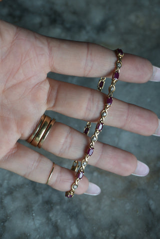 10K RUBY & DIAMOND TENNIS BRACELET