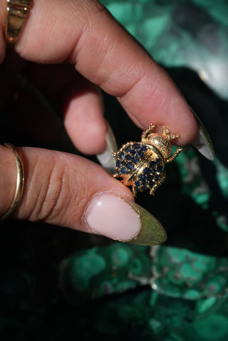 14k Sapphire Beetle Pendant