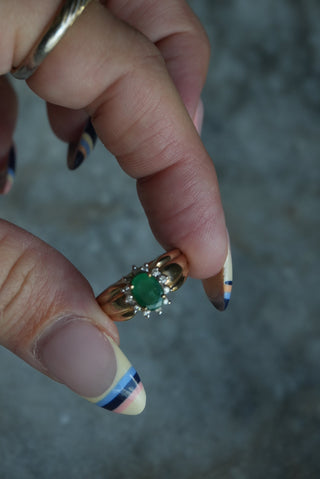 14K EMERALD CROWN RING
