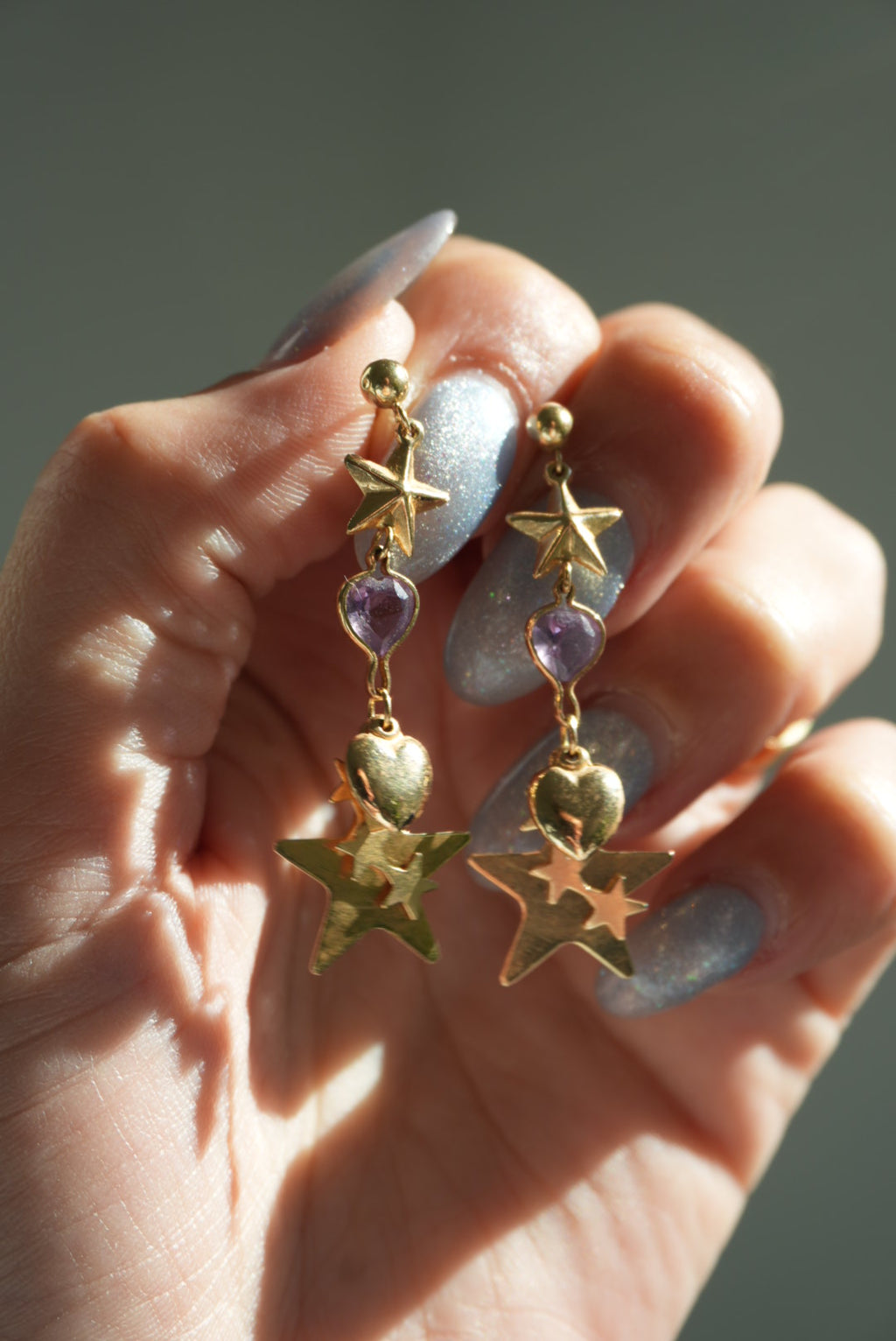 14K STAR DROP EARRING