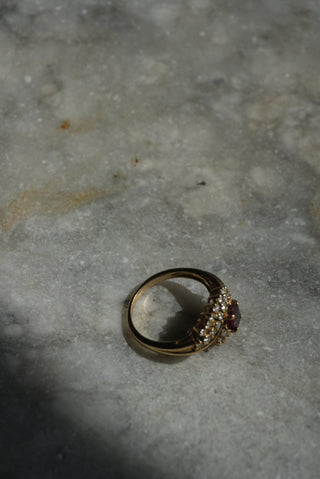 14k Diamond & Garnet Ring