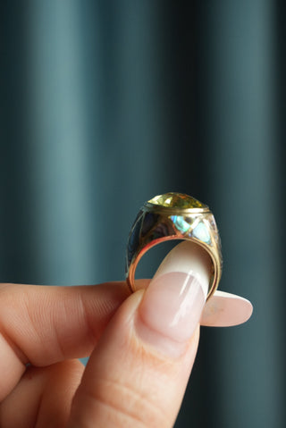 14K YELLOW QUARTZ RING