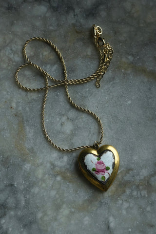 Rosa Flor - Goldfill Heart Locket Necklace