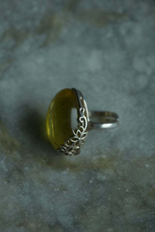 AMBER STERLING SILVER RING SZ 8