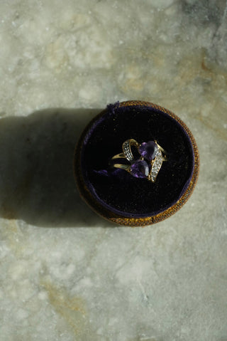 10k Amethyst Twin Hearts Ring