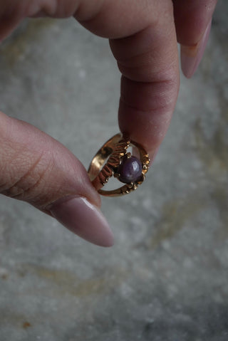 14k Brutalist Star Ruby Ring