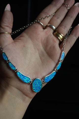 Drop in the Ocean - Sterling Opal Inlay Necklace