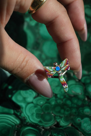 Rainbow Wings - Sterling Inlay Dragonfly Ring Size 6