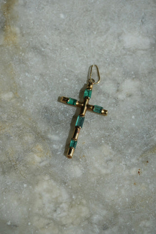 18K EMERALD CROSS PENDANT