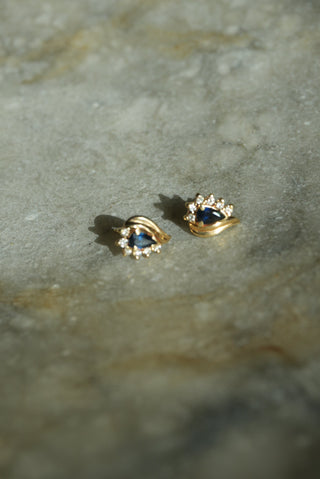 14K SAPPHIRE & DIAMOND EARRINGS
