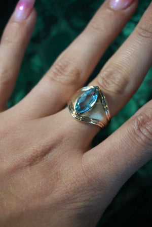 RARE VINTAGE AQUAMARINE RING SZ 7