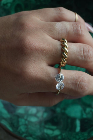 Dynamic Duo - Vermeil Glass Stone Ring Size 10
