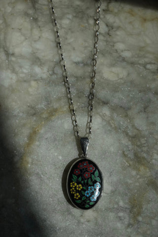 You Belong - Sterling Enamel Floral Locket Necklace