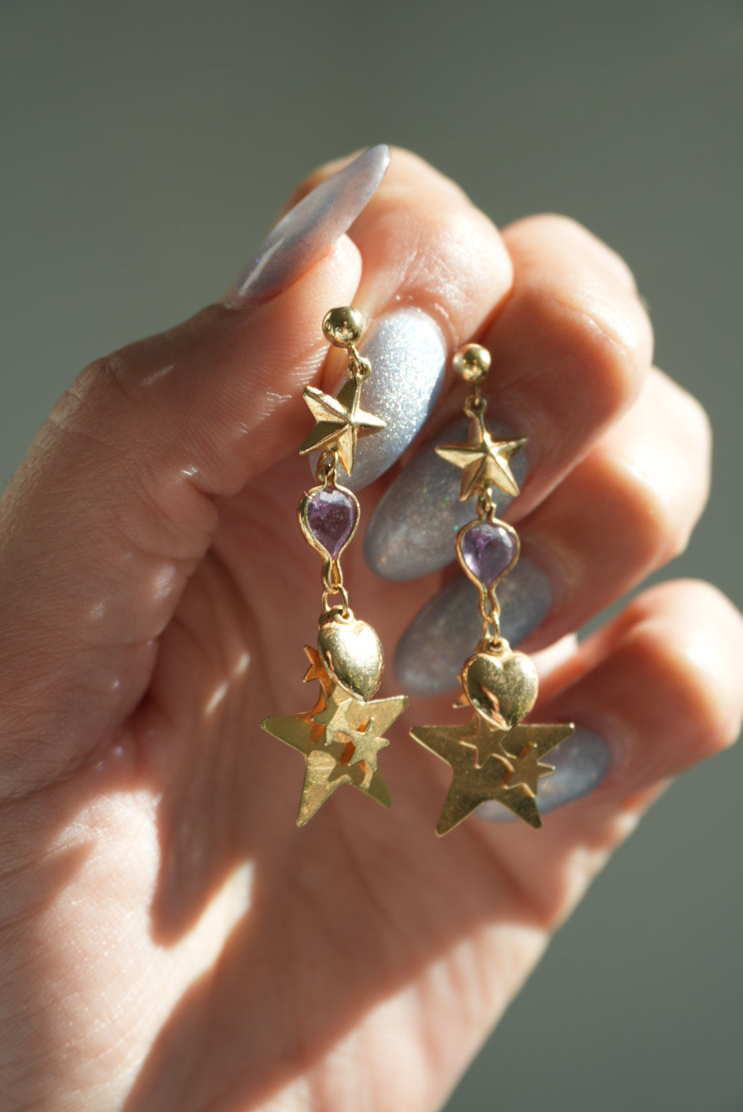 14K STAR DROP EARRING