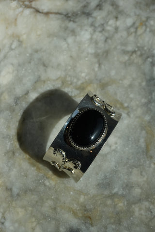 Nightingale - Sterling Onyx Cabochon Cuff