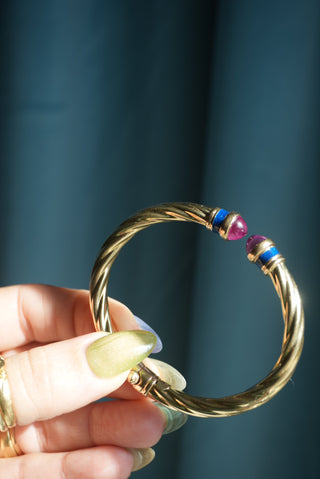 14K PINK SAPPHIRE BANGLE BRACELET