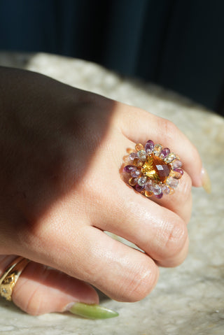 14K CITRINE BURST RING