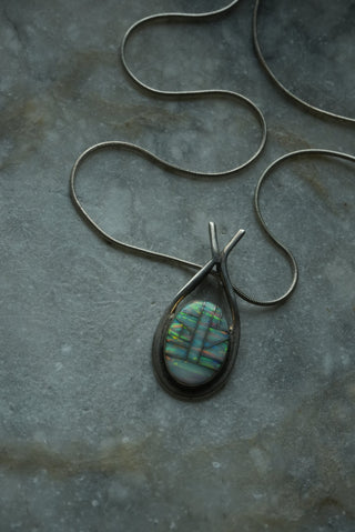 Native Inspo - Sterling Silver Opal Inlay Pendant  necklace