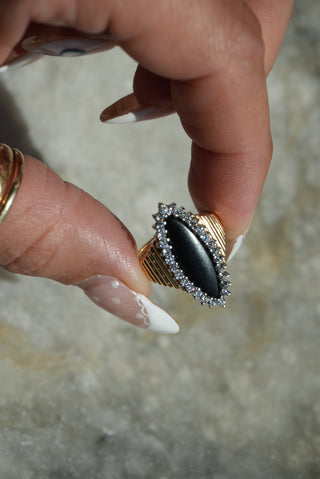 14K ONYX & DIAMOND RING