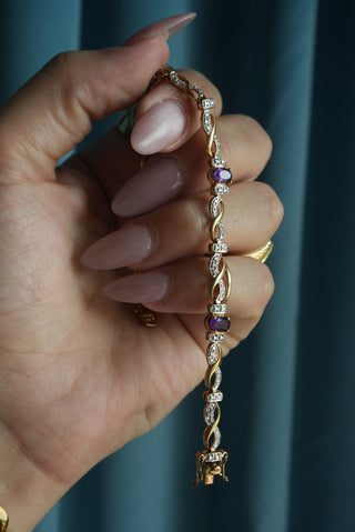 February Tennis - Dual Tone Amethyst Bracelet