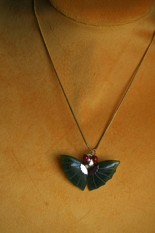 Winging It - Goldtone Moth Necklace