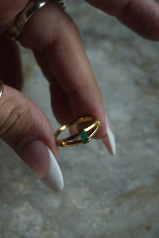 Emerald Eyes - Vermeil Band with Emerald Size 7