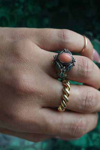Enamel Romance - Sterling Enamel Cabochon Ring Size 6