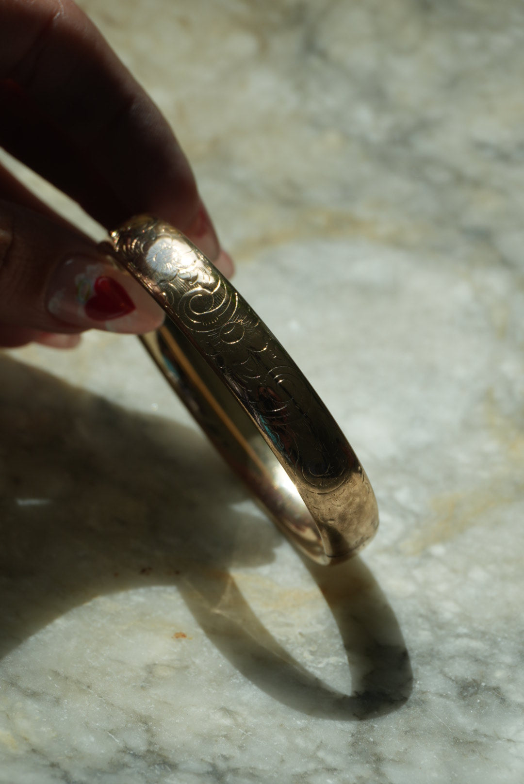 RARE FLOWER ETCHED BANGLE