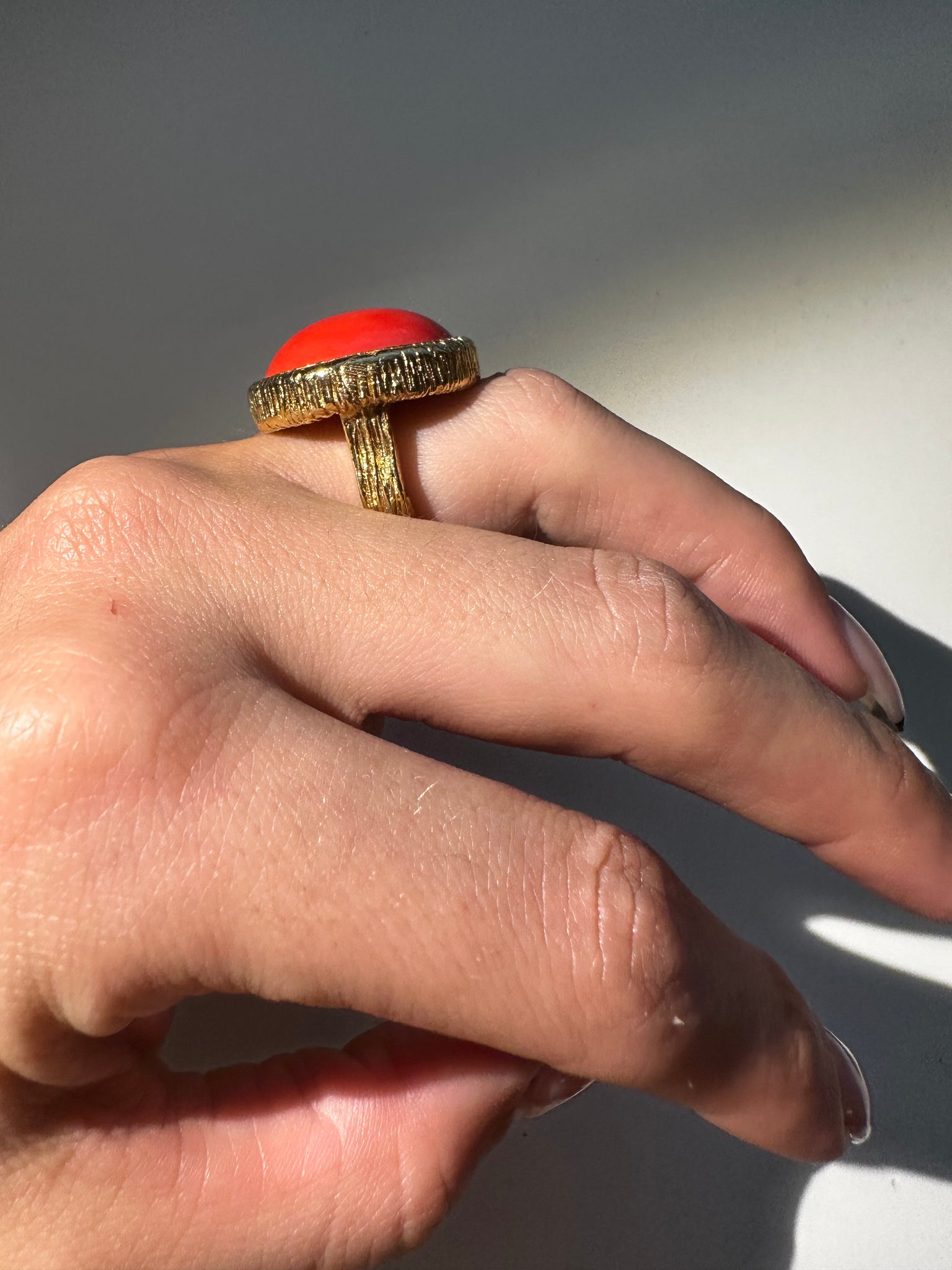 CORAL COCKTAIL RING SZ 6